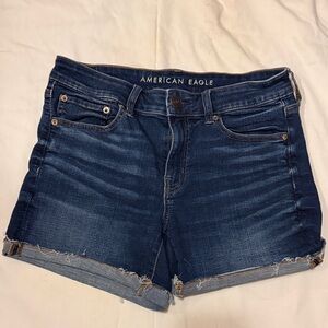 American Eagle Outfitters Dark Indigo Rolled-Hem Denim Shorts